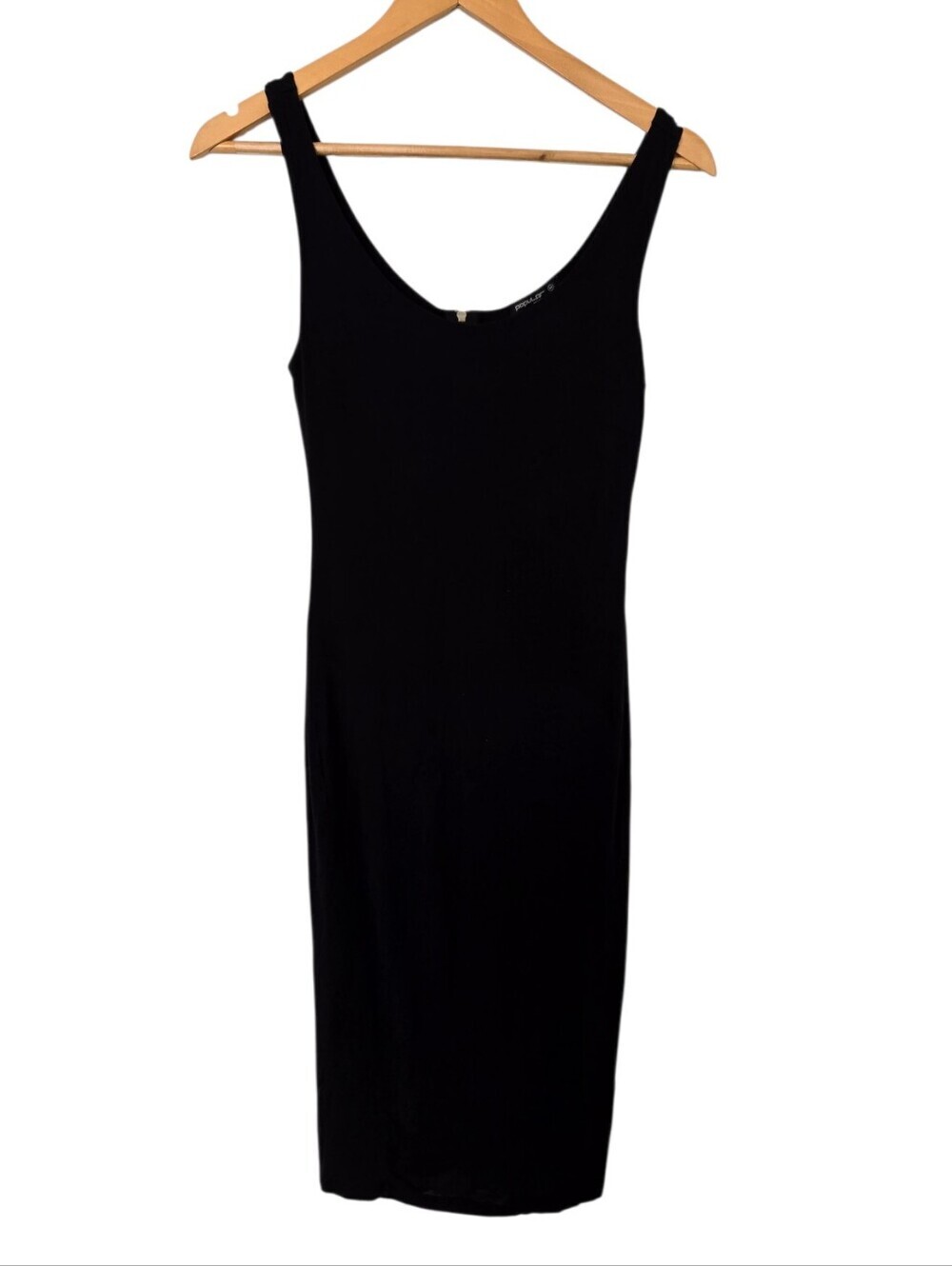 POPLR Basics Black Bodycon Midi Dress | Sleeveless Stretch Dress | Size Medium - Picture 2 of 5
